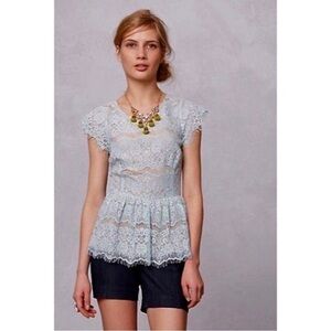 Maeve Light Blue Lace Top